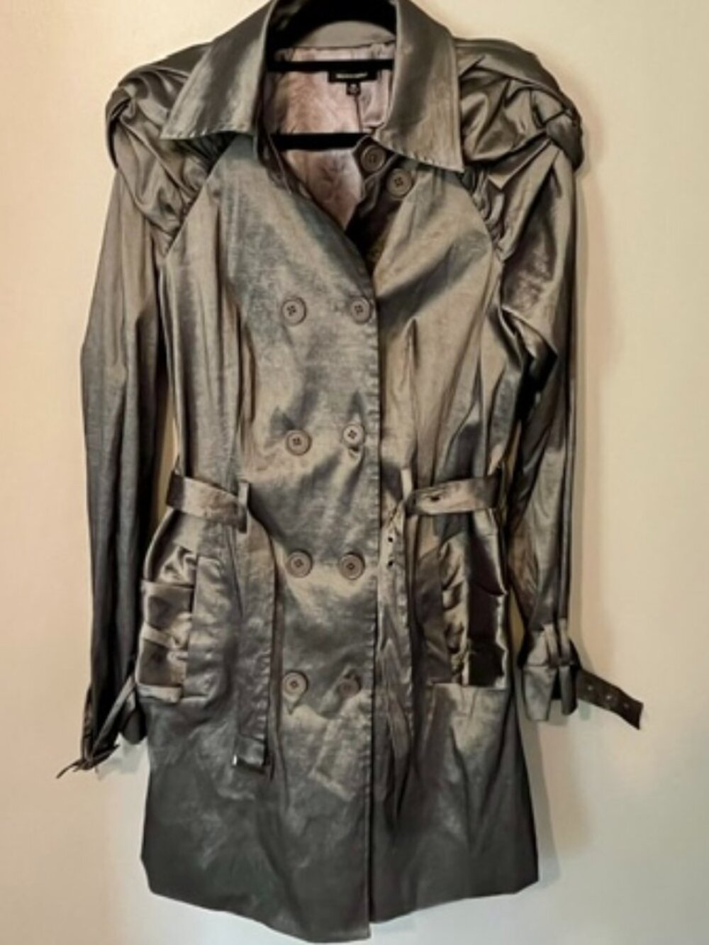 Saks Fifth Avenue Metallic Trench Coat Size 10